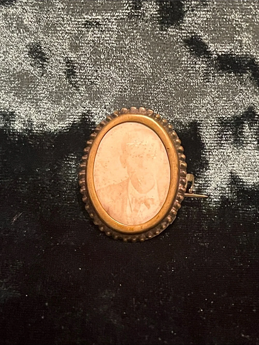 Antique Victorian Sepia Portrait Brooch Pin Estate Jewelry c. 1890–1910